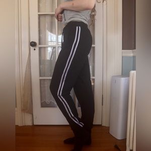 Adidas Look Alike Striped Comfy Black and White Joggers Cozy Sweatpants Pockets